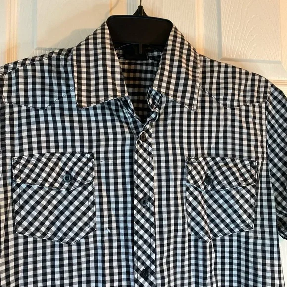 Burnside Mens S SMALL Button Down Shirt Plaid Checks Pockets Short Sleeve Adult - Picture 3 of 11